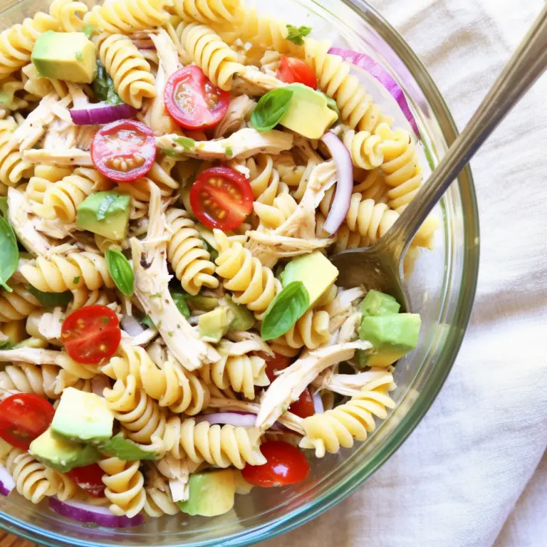 Avocado, Tomato, and Basil Chicken Pasta Salad – Healthy and Refreshing