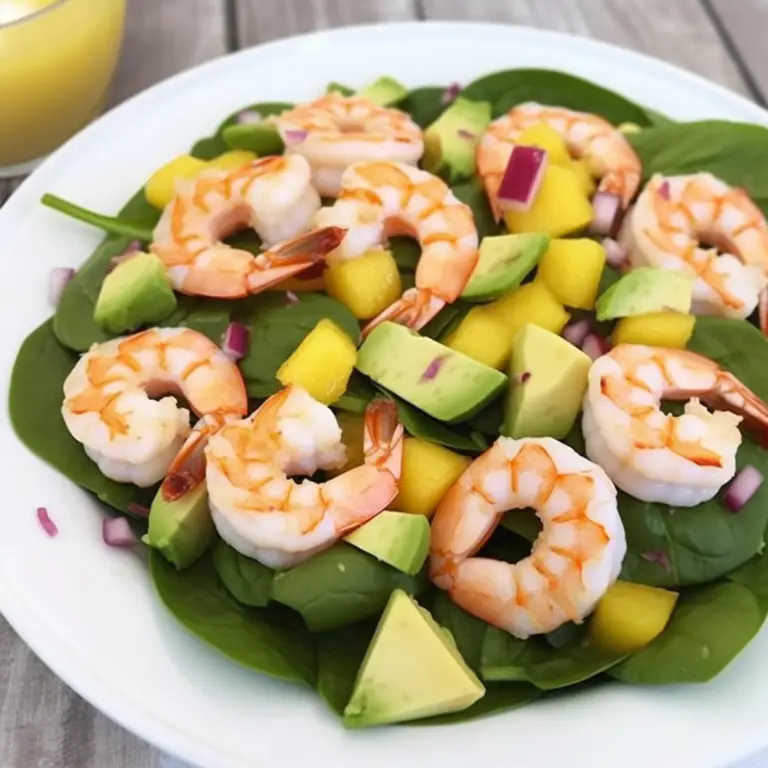 Shrimp, Avocado, Mango, and Spinach Salad